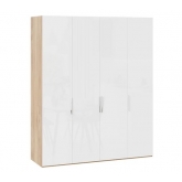 Шкаф комбинированный Эмбер с 4 глухими дверями Яблоня Беллуно, Белый глянец